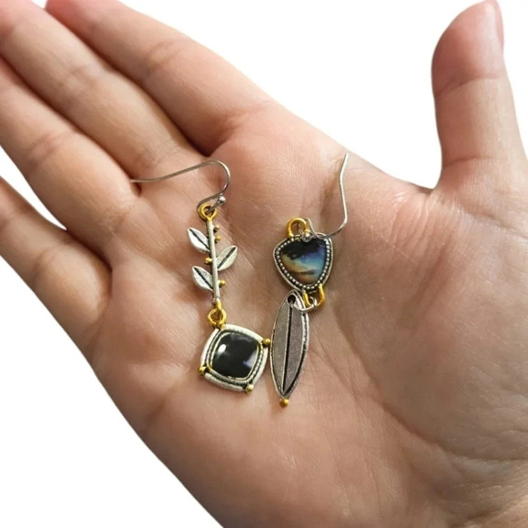 Bohemian Leaf Multi Color Dangle Earrings - Picture 3 of 3